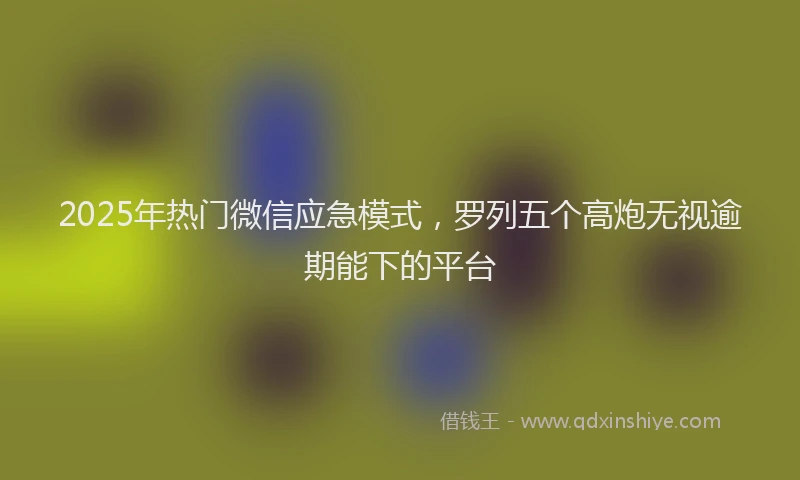 2025年热门微信应急模式，罗列五个高炮无视逾期能下的平台