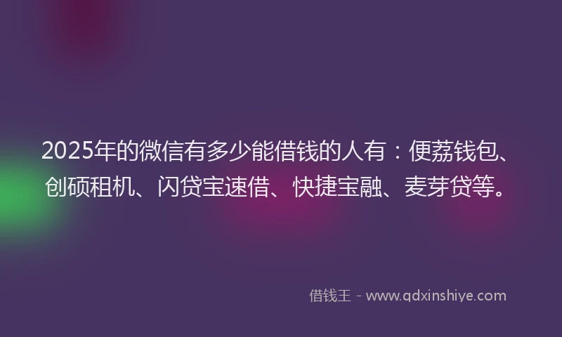 2025年的微信有多少能借钱的人有：便荔钱包、创硕租机、闪贷宝速借、快捷宝融、麦芽贷等。