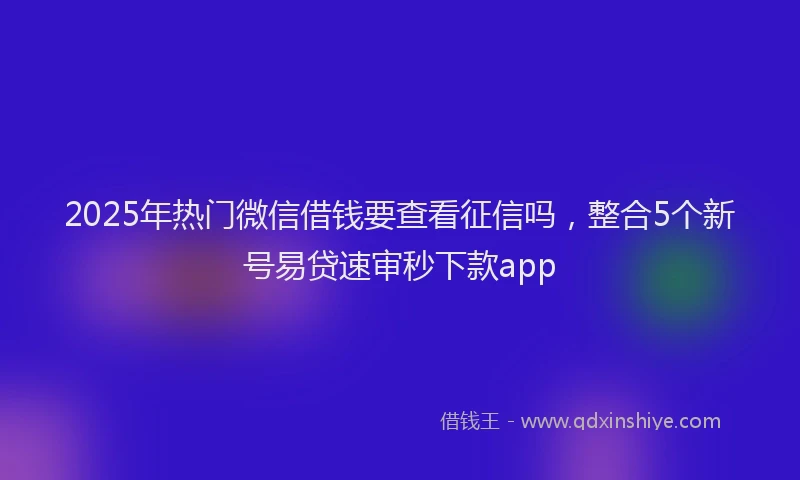 2025年热门微信借钱要查看征信吗，整合5个新号易贷速审秒下款app