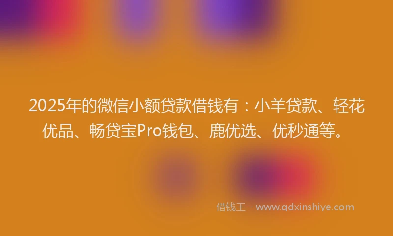 2025年的微信小额贷款借钱有：小羊贷款、轻花优品、畅贷宝Pro钱包、鹿优选、优秒通等。