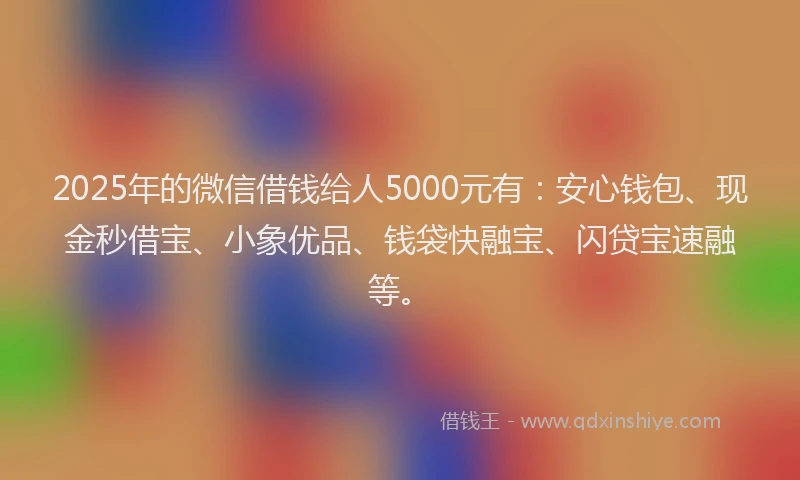 2025年的微信借钱给人5000元有：安心钱包、现金秒借宝、小象优品、钱袋快融宝、闪贷宝速融等。