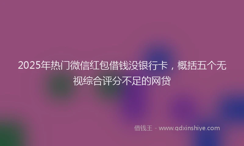 2025年热门微信红包借钱没银行卡，概括五个无视综合评分不足的网贷