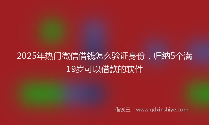 2025年热门微信借钱怎么验证身份，归纳5个满19岁可以借款的软件