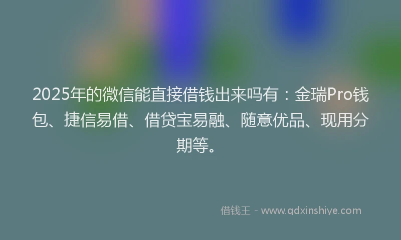 2025年的微信能直接借钱出来吗有：金瑞Pro钱包、捷信易借、借贷宝易融、随意优品、现用分期等。
