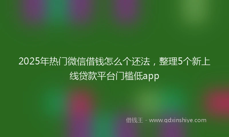 2025年热门微信借钱怎么个还法，整理5个新上线贷款平台门槛低app