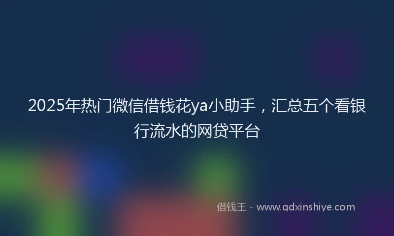 2025年热门微信借钱花ya小助手，汇总五个看银行流水的网贷平台