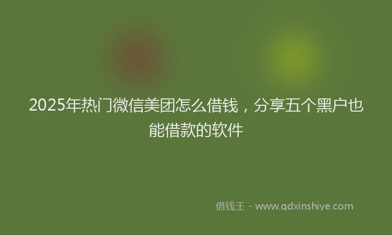 2025年热门微信美团怎么借钱，分享五个黑户也能借款的软件