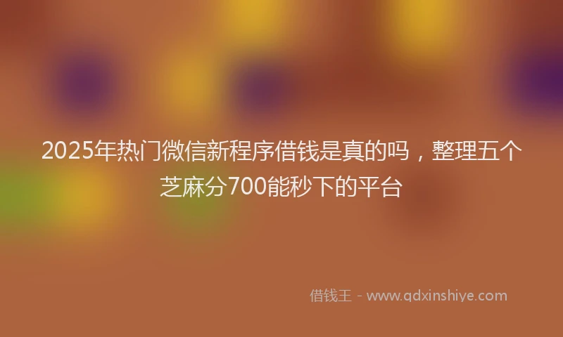 2025年热门微信新程序借钱是真的吗，整理五个芝麻分700能秒下的平台