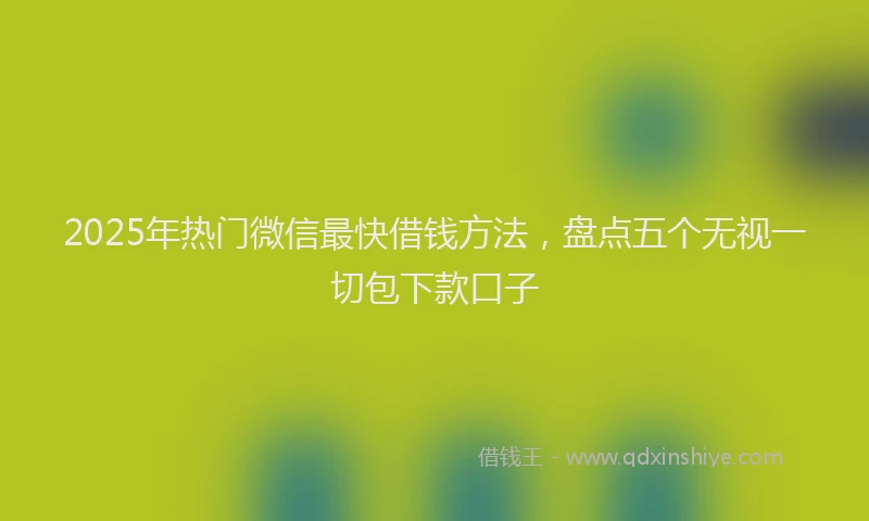 2025年热门微信最快借钱方法，盘点五个无视一切包下款口子