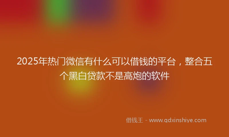 2025年热门微信有什么可以借钱的平台，整合五个黑白贷款不是高炮的软件