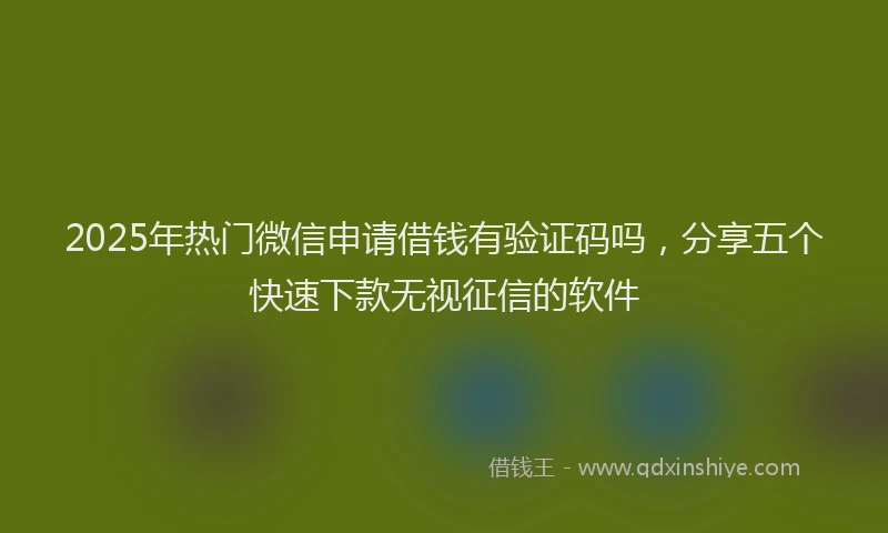 2025年热门微信申请借钱有验证码吗，分享五个快速下款无视征信的软件