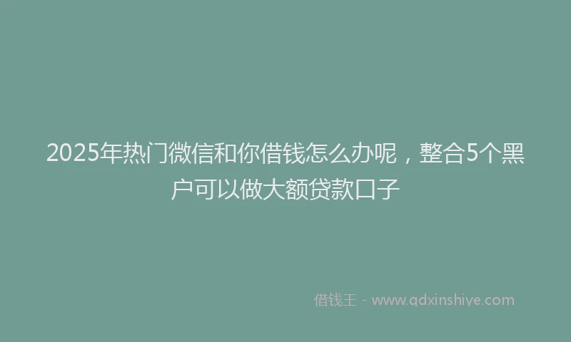 2025年热门微信和你借钱怎么办呢，整合5个黑户可以做大额贷款口子