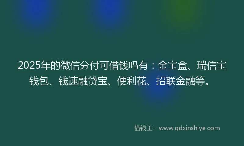 2025年的微信分付可借钱吗有：金宝盒、瑞信宝钱包、钱速融贷宝、便利花、招联金融等。