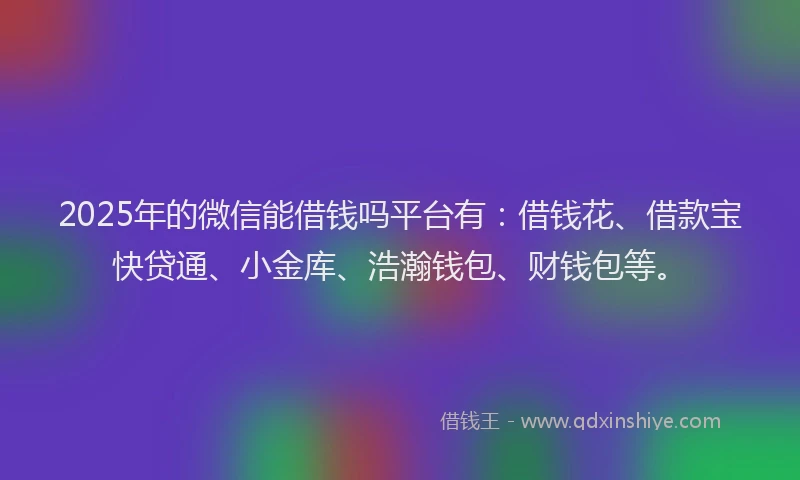 2025年的微信能借钱吗平台有：借钱花、借款宝快贷通、小金库、浩瀚钱包、财钱包等。