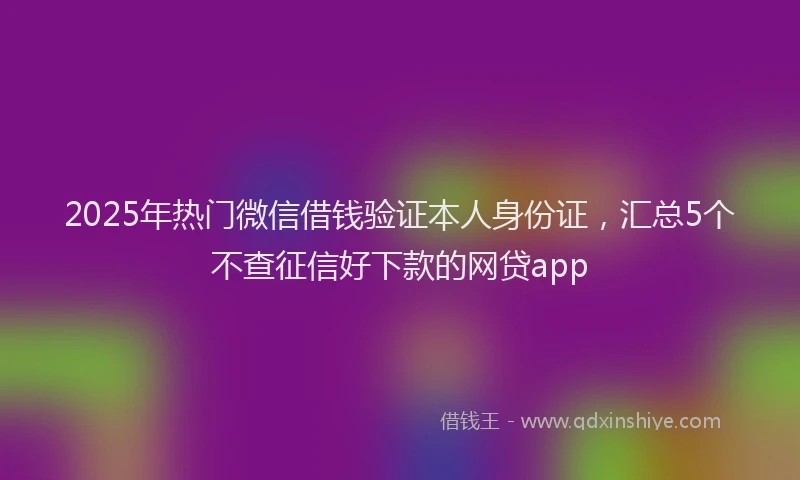 2025年热门微信借钱验证本人身份证，汇总5个不查征信好下款的网贷app
