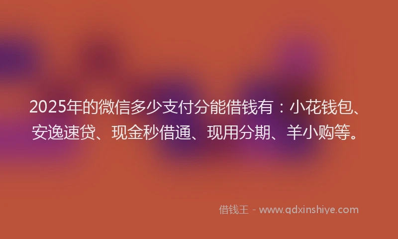 2025年的微信多少支付分能借钱有：小花钱包、安逸速贷、现金秒借通、现用分期、羊小购等。