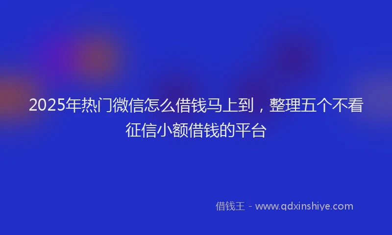 2025年热门微信怎么借钱马上到，整理五个不看征信小额借钱的平台