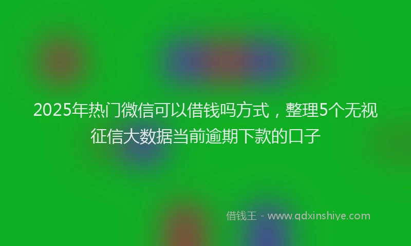 2025年热门微信可以借钱吗方式，整理5个无视征信大数据当前逾期下款的口子