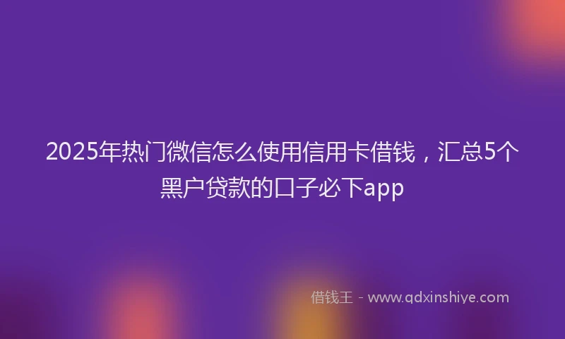 2025年热门微信怎么使用信用卡借钱，汇总5个黑户贷款的口子必下app