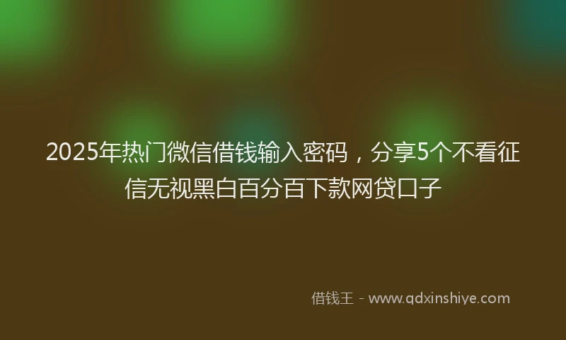 2025年热门微信借钱输入密码，分享5个不看征信无视黑白百分百下款网贷口子