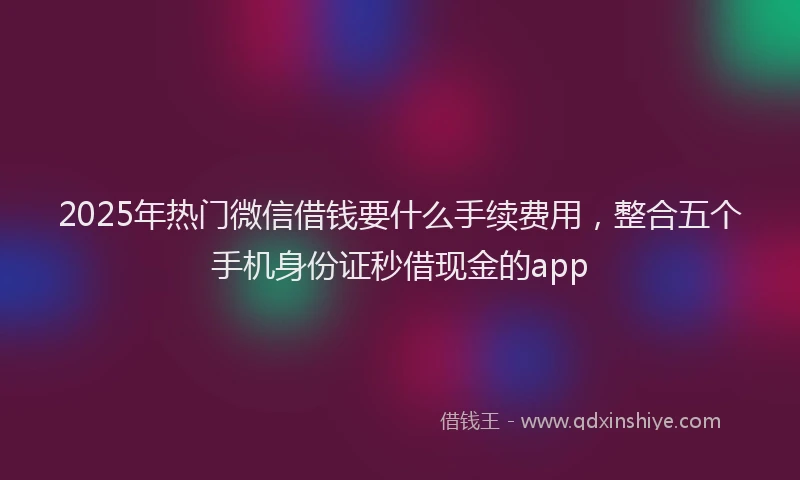 2025年热门微信借钱要什么手续费用，整合五个手机身份证秒借现金的app