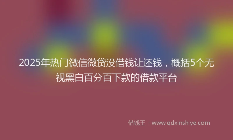 2025年热门微信微贷没借钱让还钱,概括5个无视黑白百分百下款的借款平台