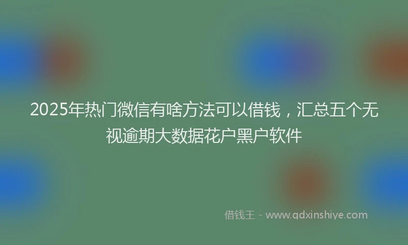 2025年热门微信有啥方法可以借钱，汇总五个无视逾期大数据花户黑户软件