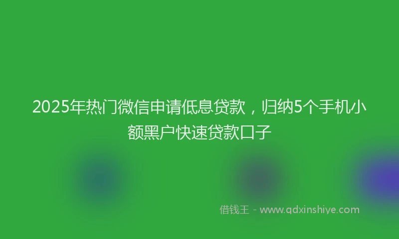 2025年热门微信申请低息贷款，归纳5个手机小额黑户快速贷款口子