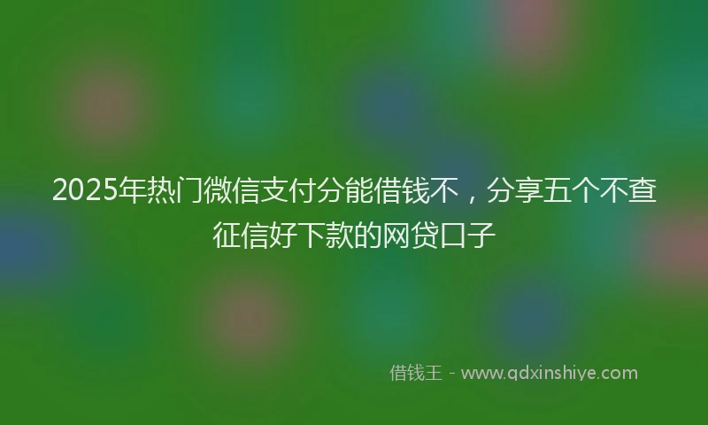 2025年热门微信支付分能借钱不，分享五个不查征信好下款的网贷口子