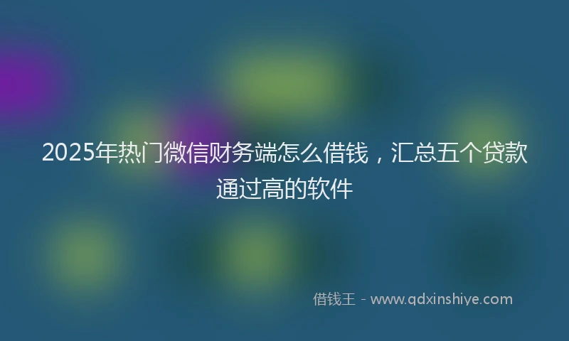 2025年热门微信财务端怎么借钱，汇总五个贷款通过高的软件