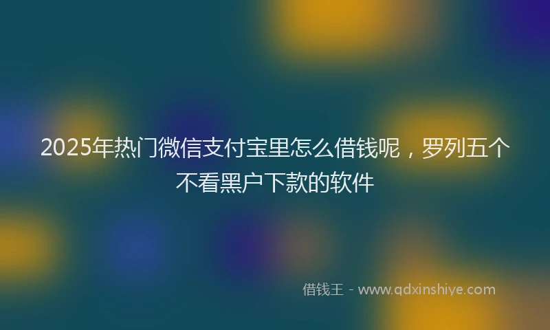 2025年热门微信支付宝里怎么借钱呢，罗列五个不看黑户下款的软件