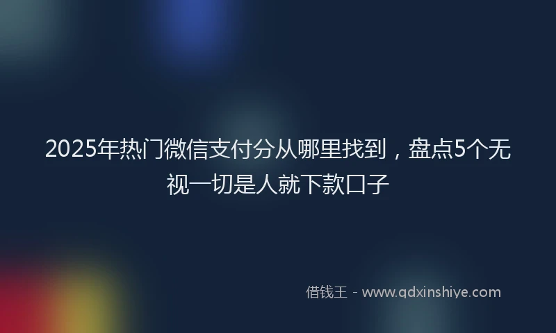2025年热门微信支付分从哪里找到，盘点5个无视一切是人就下款口子