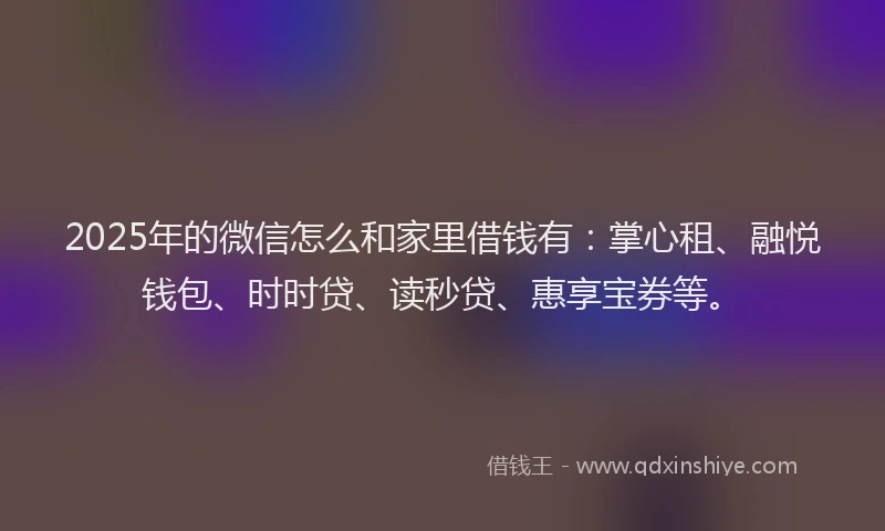 2025年的微信怎么和家里借钱有：掌心租、融悦钱包、时时贷、读秒贷、惠享宝券等。