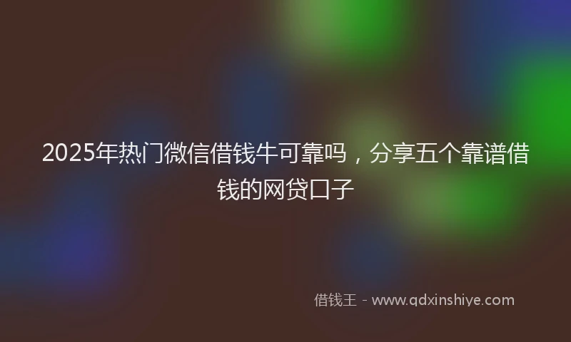 2025年热门微信借钱牛可靠吗，分享五个靠谱借钱的网贷口子