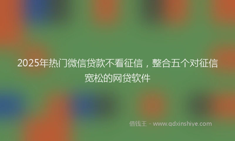 2025年热门微信贷款不看征信，整合五个对征信宽松的网贷软件