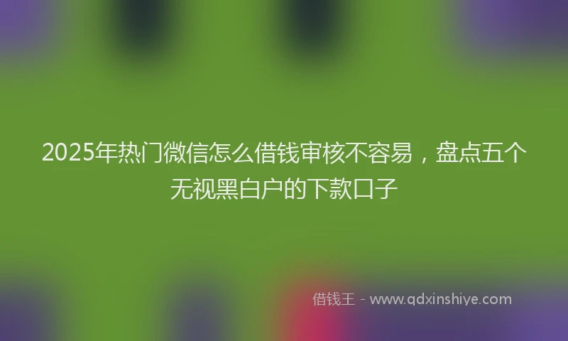 2025年热门微信怎么借钱审核不容易，盘点五个无视黑白户的下款口子