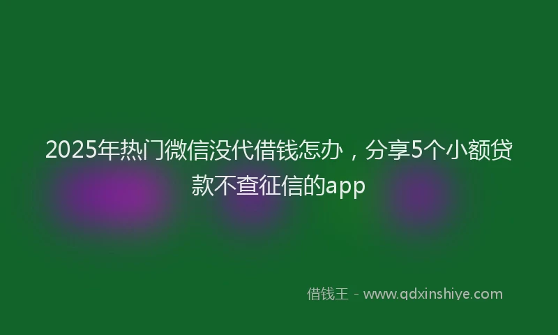 2025年热门微信没代借钱怎办，分享5个小额贷款不查征信的app
