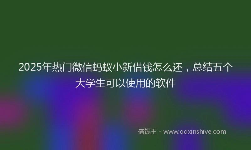 2025年热门微信蚂蚁小新借钱怎么还，总结五个大学生可以使用的软件