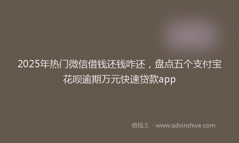 2025年热门微信借钱还钱咋还，盘点五个支付宝花呗逾期万元快速贷款app