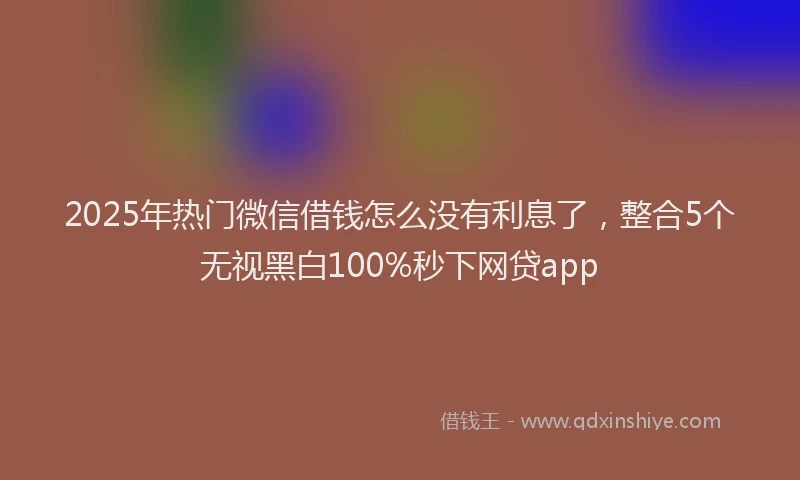2025年热门微信借钱怎么没有利息了，整合5个无视黑白100%秒下网贷app