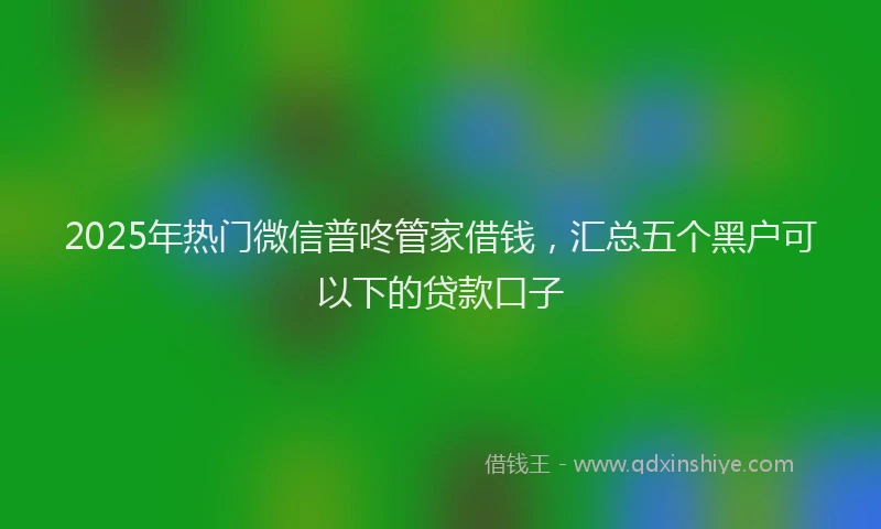2025年热门微信普咚管家借钱，汇总五个黑户可以下的贷款口子