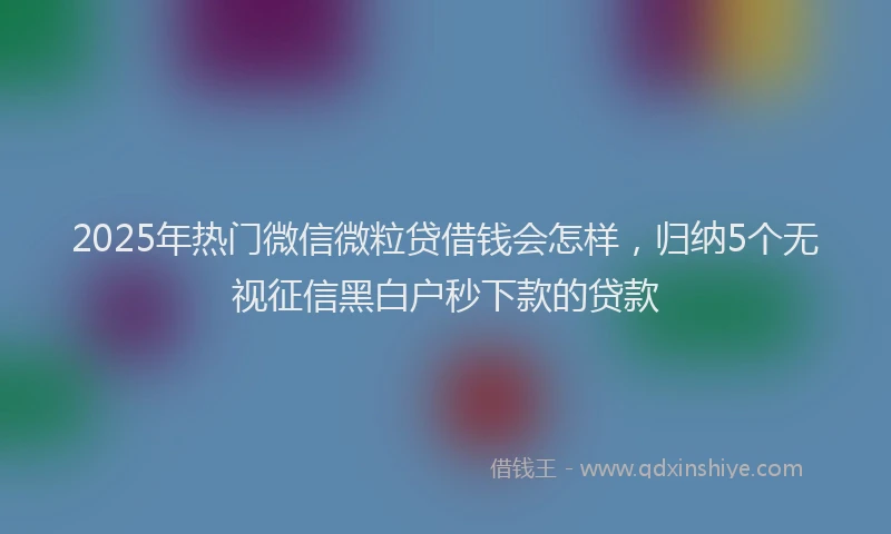 2025年热门微信微粒贷借钱会怎样，归纳5个无视征信黑白户秒下款的贷款