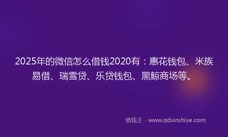 2025年的微信怎么借钱2020有：惠花钱包、米族易借、瑞雪贷、乐贷钱包、黑鲸商场等。