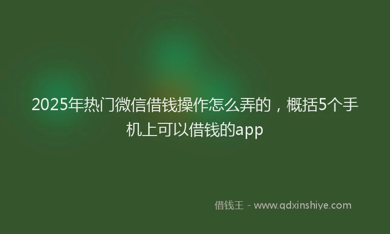 2025年热门微信借钱操作怎么弄的，概括5个手机上可以借钱的app
