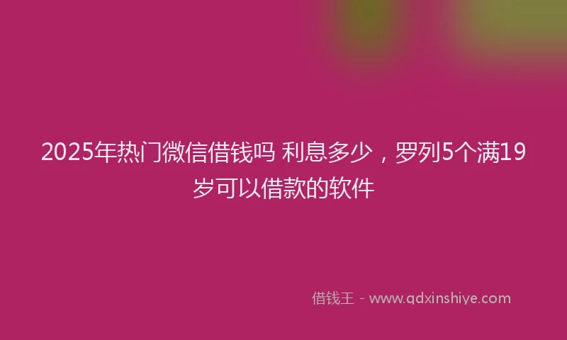2025年热门微信借钱吗 利息多少，罗列5个满19岁可以借款的软件