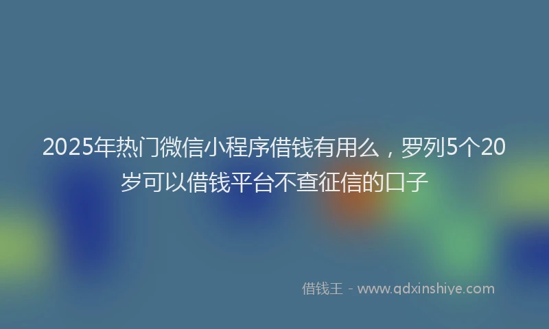2025年热门微信小程序借钱有用么，罗列5个20岁可以借钱平台不查征信的口子