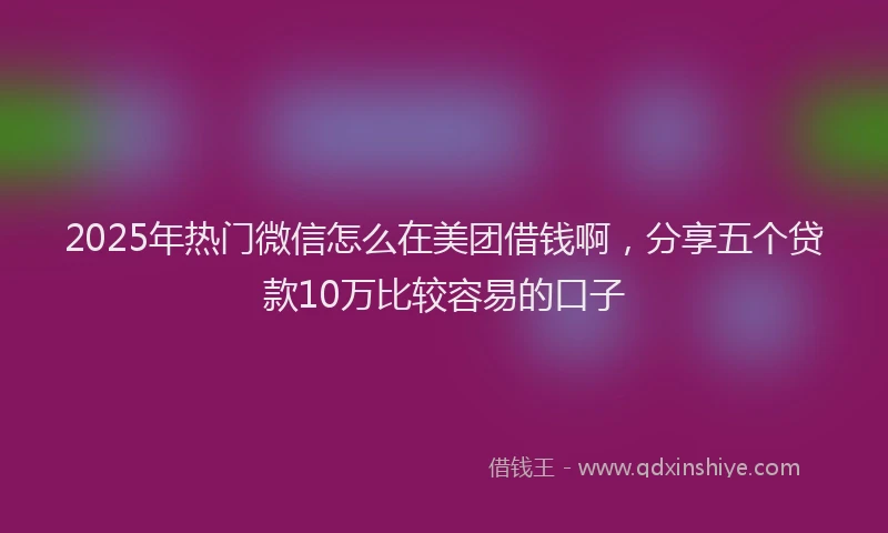 2025年热门微信怎么在美团借钱啊，分享五个贷款10万比较容易的口子