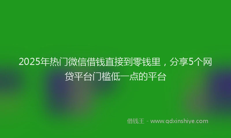 2025年热门微信借钱直接到零钱里，分享5个网贷平台门槛低一点的平台