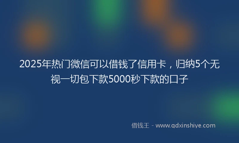 2025年热门微信可以借钱了信用卡，归纳5个无视一切包下款5000秒下款的口子