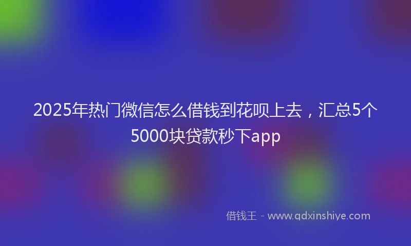 2025年热门微信怎么借钱到花呗上去，汇总5个5000块贷款秒下app